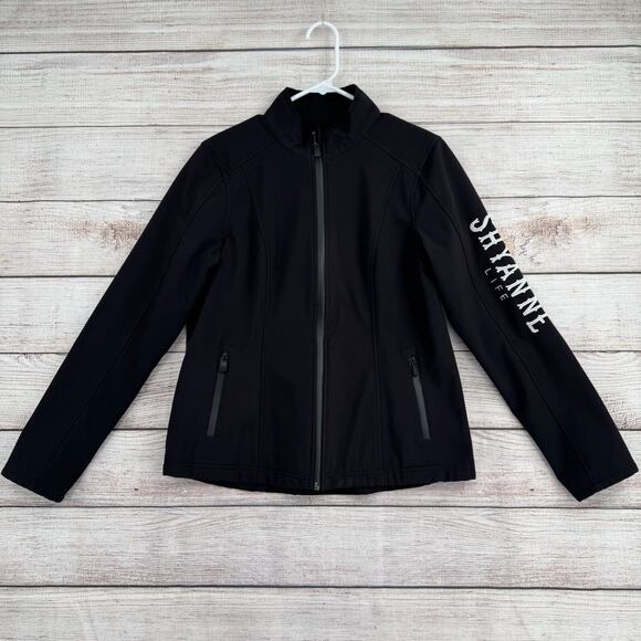 Shyanne Life Mexican American Embroidered Logo Windbreaker Jacket Womens M Black - Picture 1 of 12